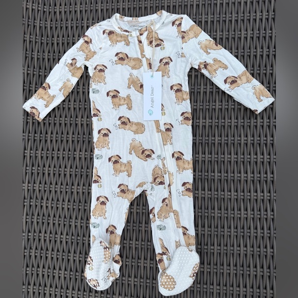 Angel Dear Pug Print Kids Footie - Size 6-9 months - Picture 4 of 16
